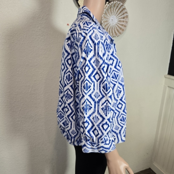 Chicos Xl Geometric Print Women's Top 3/4 Sleeve - Picture 3 of 12